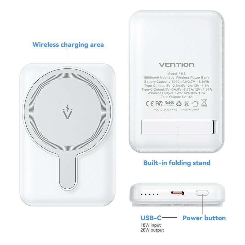 Vention FHSL0 5000mAh PowerBank White