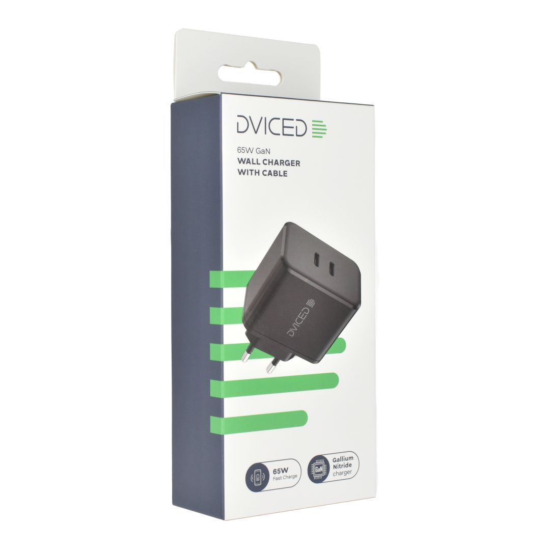 Dviced Wall Charger 65W and 1,25m cable GaN EU Black Dviced Wall Charger 65W and 1,25m cable GaN EU Black