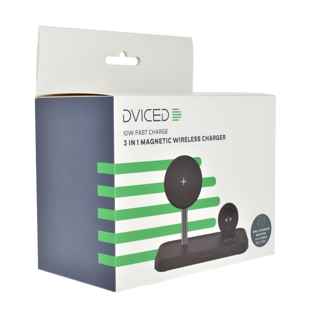 Dviced 3-in-1 Magnetic Wireless Charger 10W Fast Charge Black