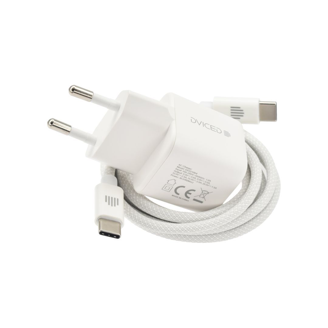 Dviced Wall Charger 30W and 1,25m cable GaN EU White Dviced Wall Charger 30W and 1,25m cable GaN EU White