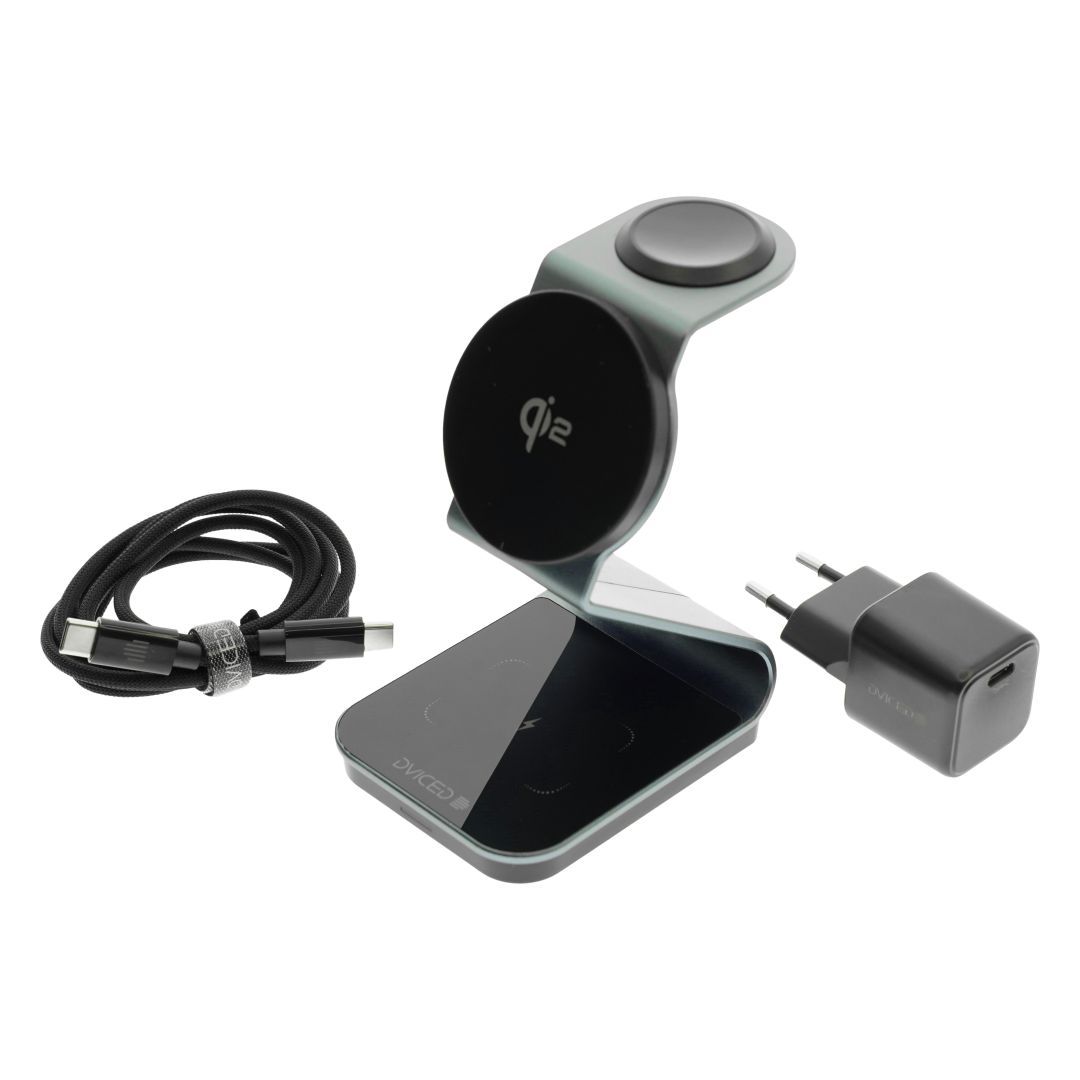 Dviced 3-in-1 Magnetic Qi2 Wireless Charger Stand Tarnish gray