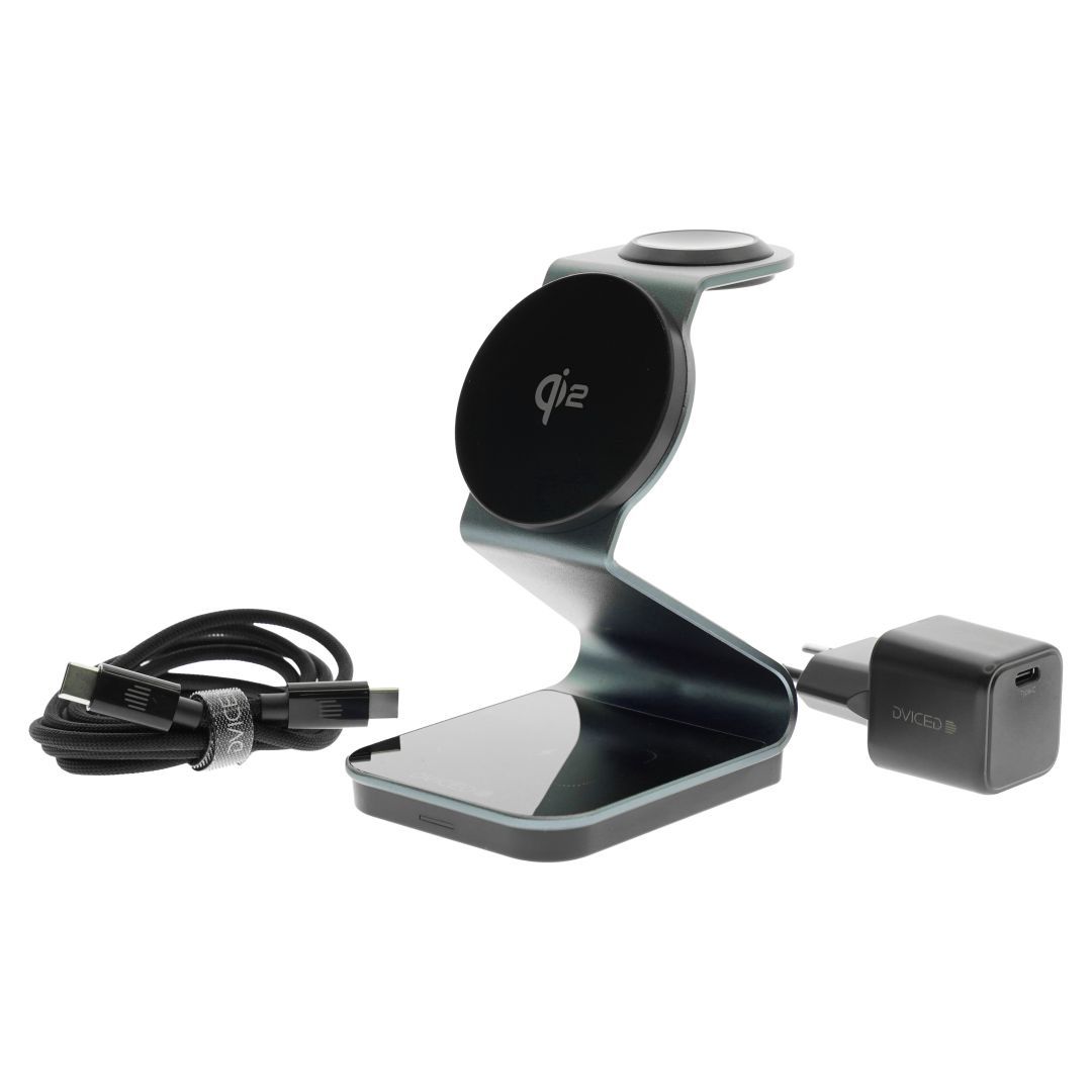 Dviced 3-in-1 Magnetic Qi2 Wireless Charger Stand Tarnish gray