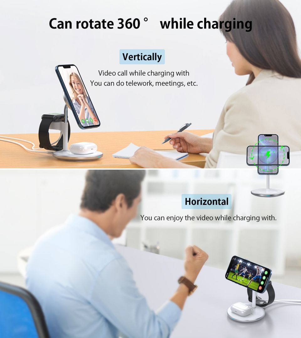 Choetech T586-F 3in1 Wireless Charger White