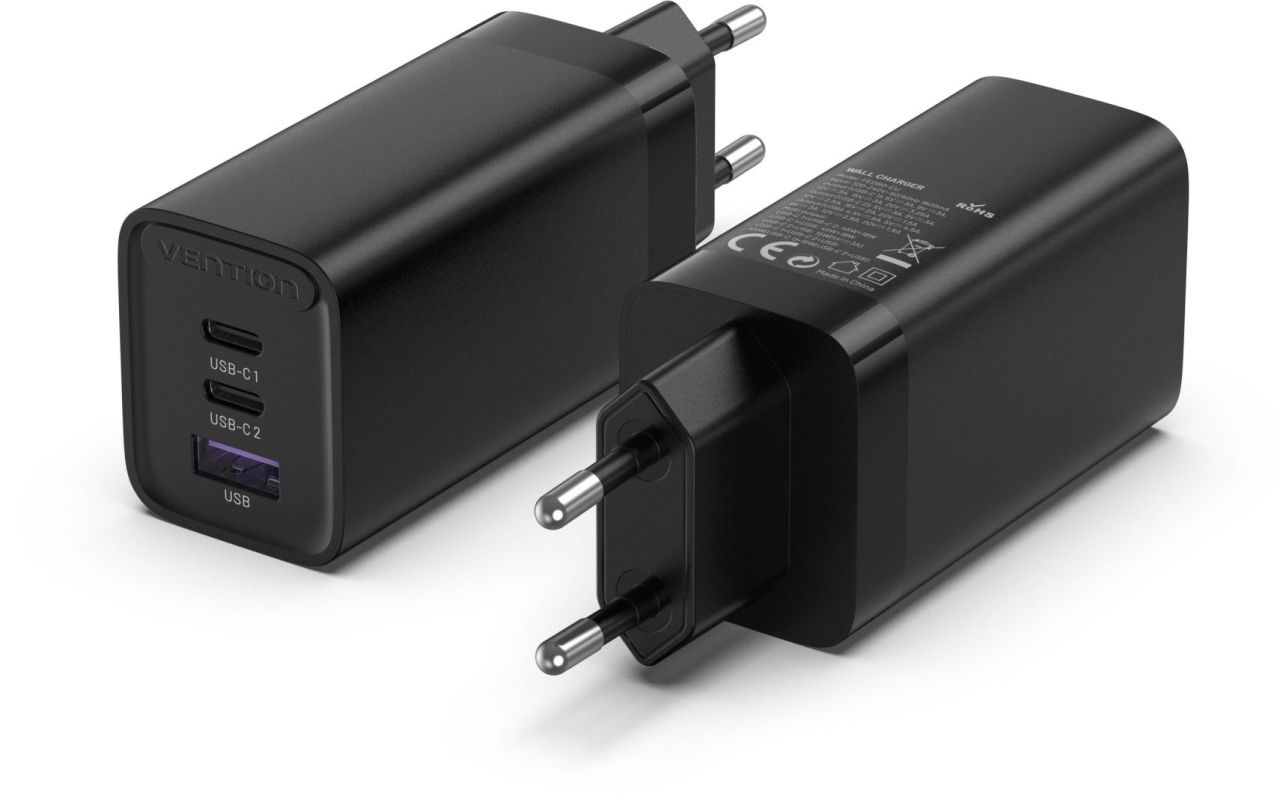 Vention 3-Port USB Charger Black