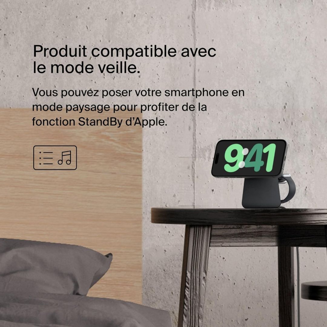 Belkin BoostCharge Pro 2in1 Wireless Charging station with MagSafe 15W Charcoal Belkin BoostCharge Pro 2in1 Wireless Charging station with MagSafe 15W Charcoal