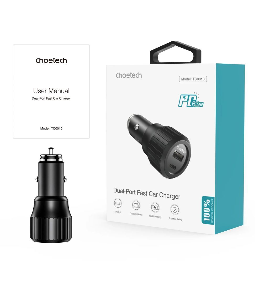 Choetech TC0010 63W Car Charger Black