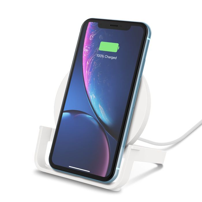 Belkin Boost Charge 10W Wireless Charging Stand 10W (AC Adapter Not Included) White Belkin Boost Charge 10W Wireless Charging Stand 10W (AC Adapter Not Included) White