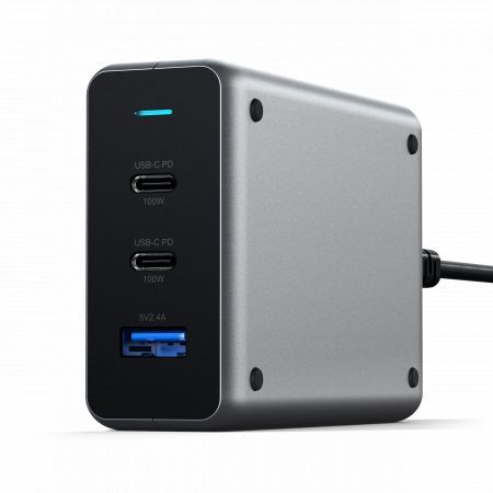 Satechi 100W USB-C PD Compact GaN Wall Charger Space Gray