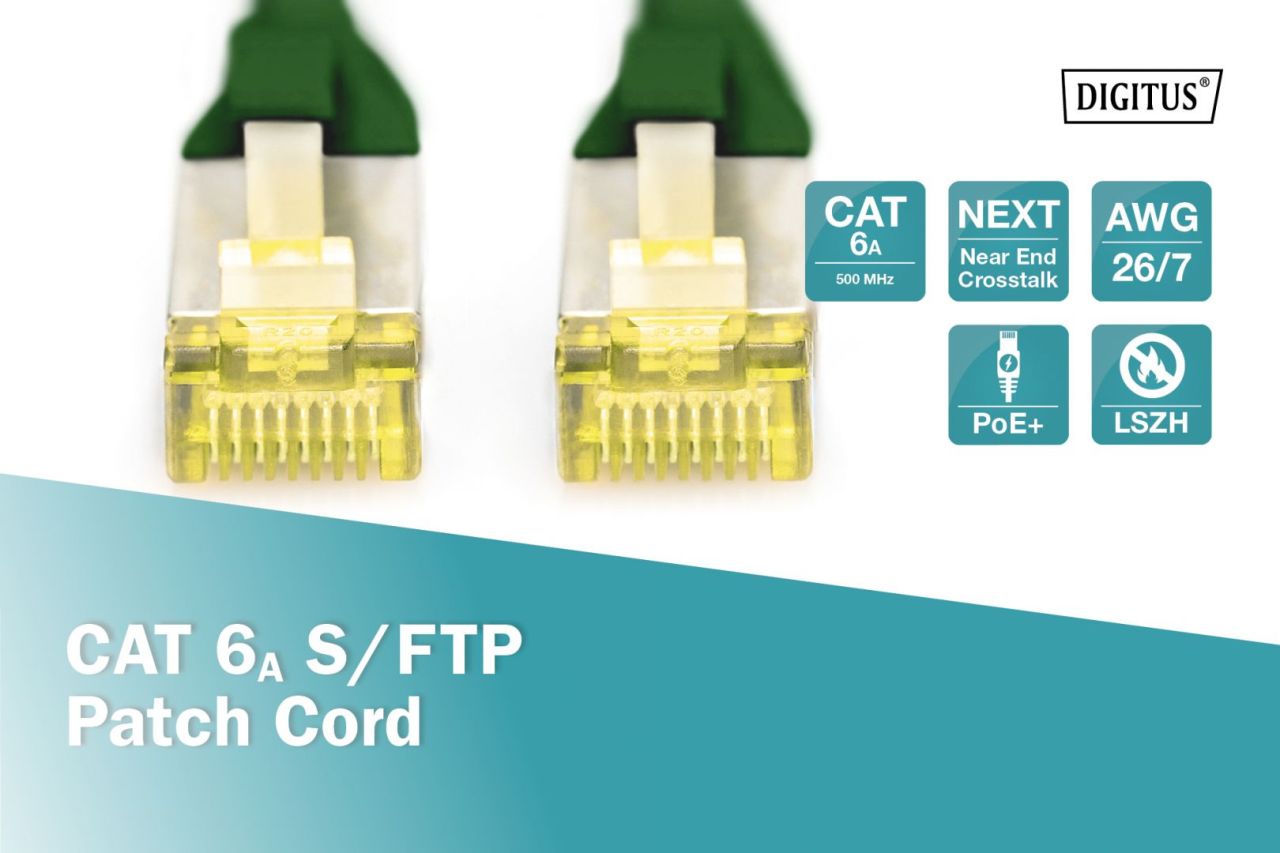 Digitus CAT6A S-FTP Patch Cable 7m Green Digitus CAT6A S-FTP Patch Cable 7m Green
