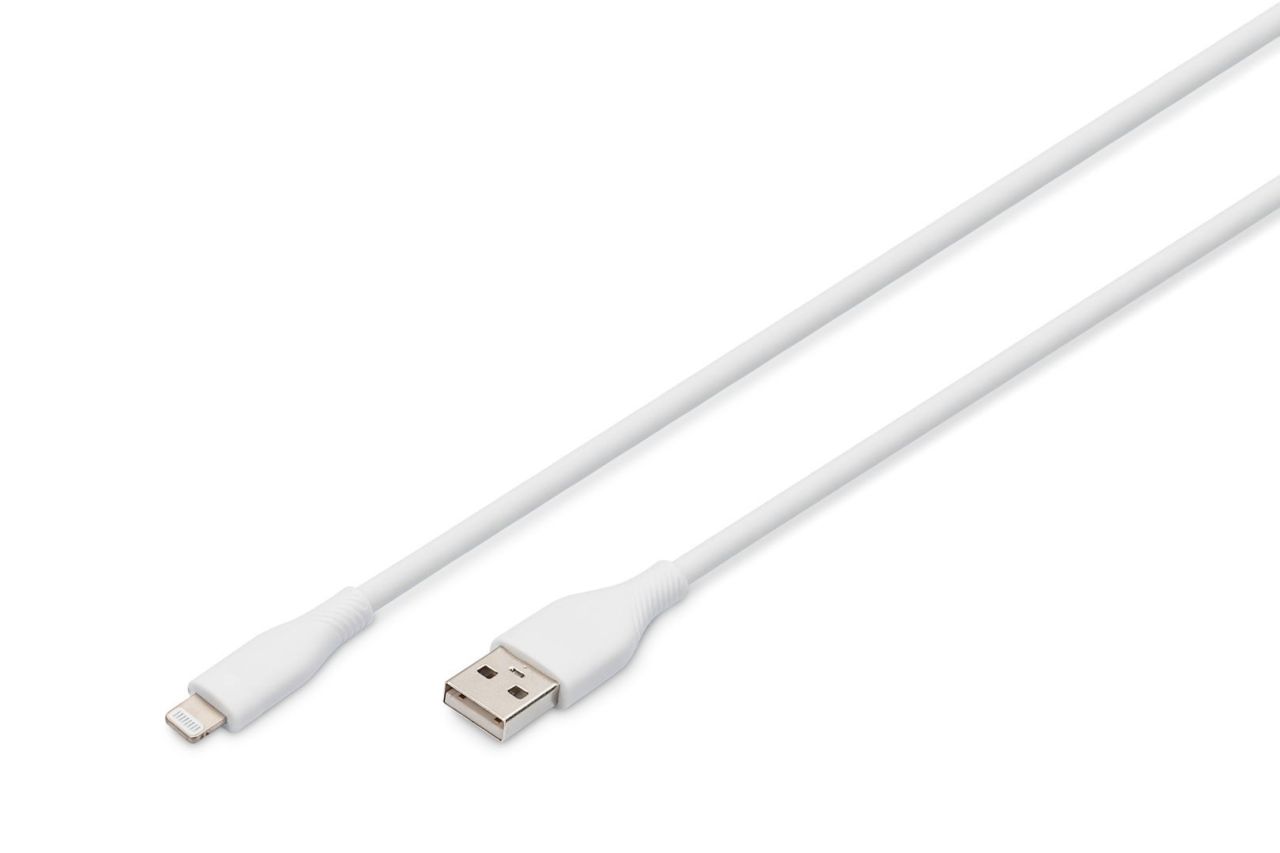 Assmann Lightningh to USB Silicone USB2.0 12W Cable 1m White Assmann Lightningh to USB Silicone USB2.0 12W Cable 1m White