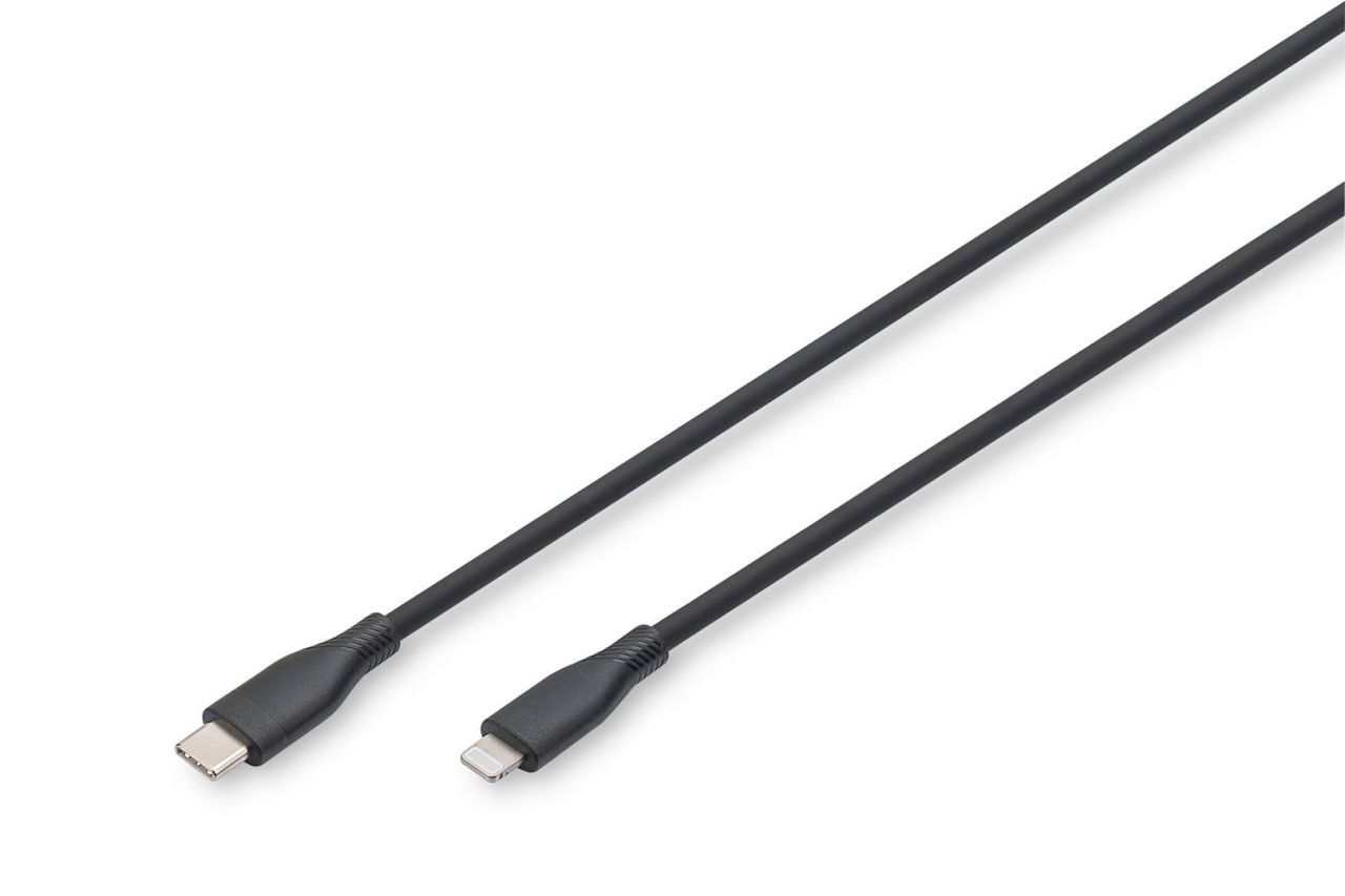 Assmann Lightningh to USB-C Silicone USB2.0 60W Cable 2m Black Assmann Lightningh to USB-C Silicone USB2.0 60W Cable 2m Black