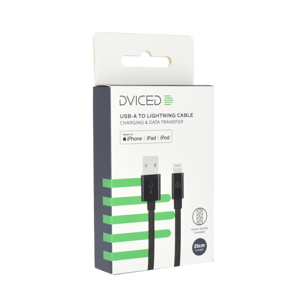 Dviced USB-A to Lightning cable 0,25m Black Dviced USB-A to Lightning cable 0,25m Black