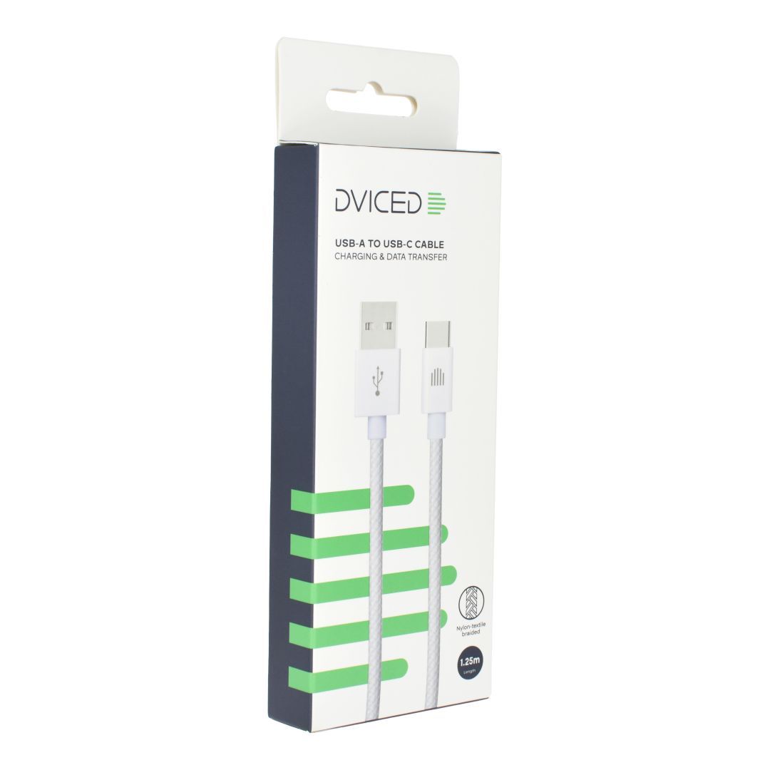 Dviced USB-A to USB-C cable 1,25m White Dviced USB-A to USB-C cable 1,25m White