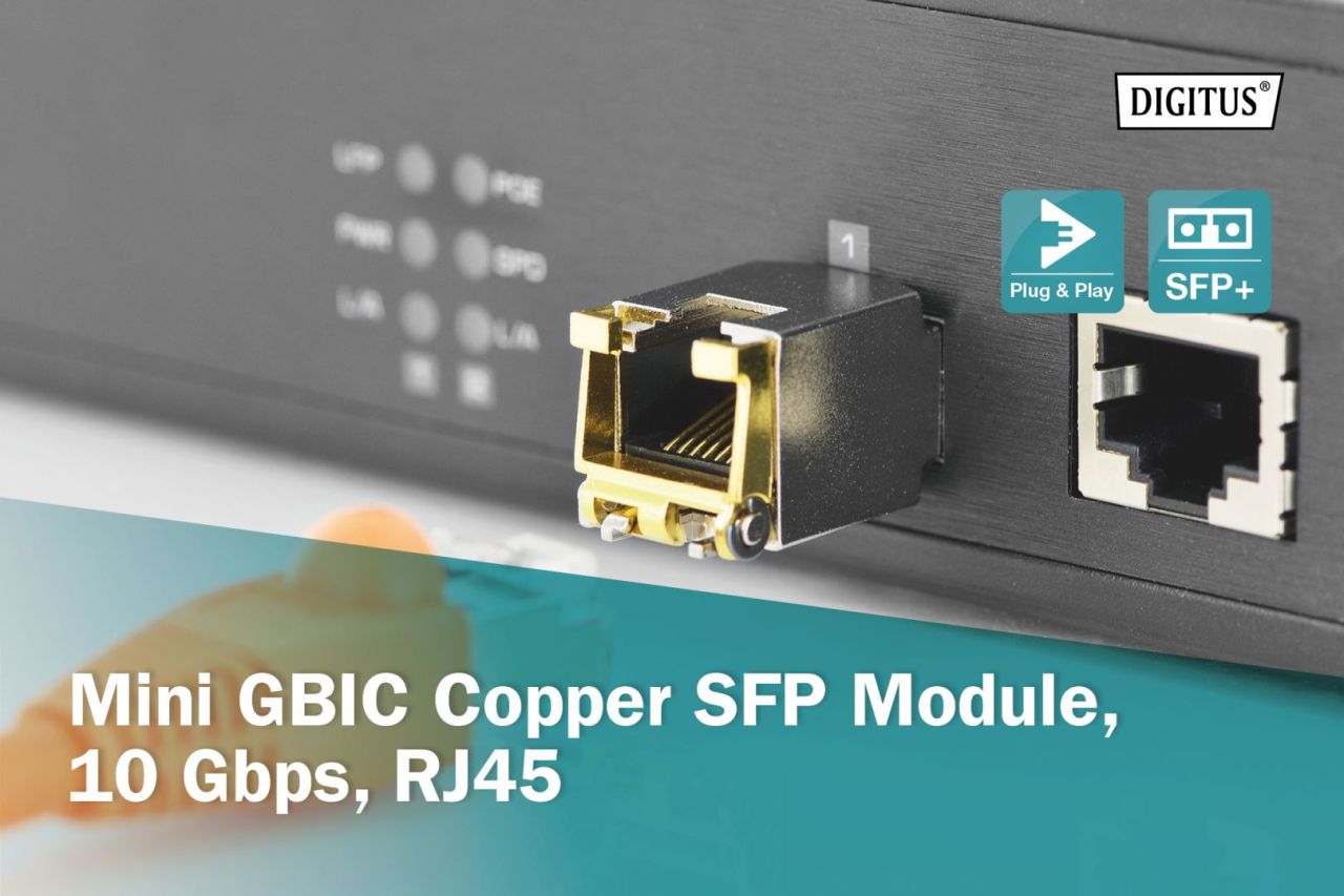 Digitus DN-81210 halózati adó-vevő modul Réz 10000 Mbit/s SFP Digitus DN-81210 halózati adó-vevő modul Réz 10000 Mbit/s SFP