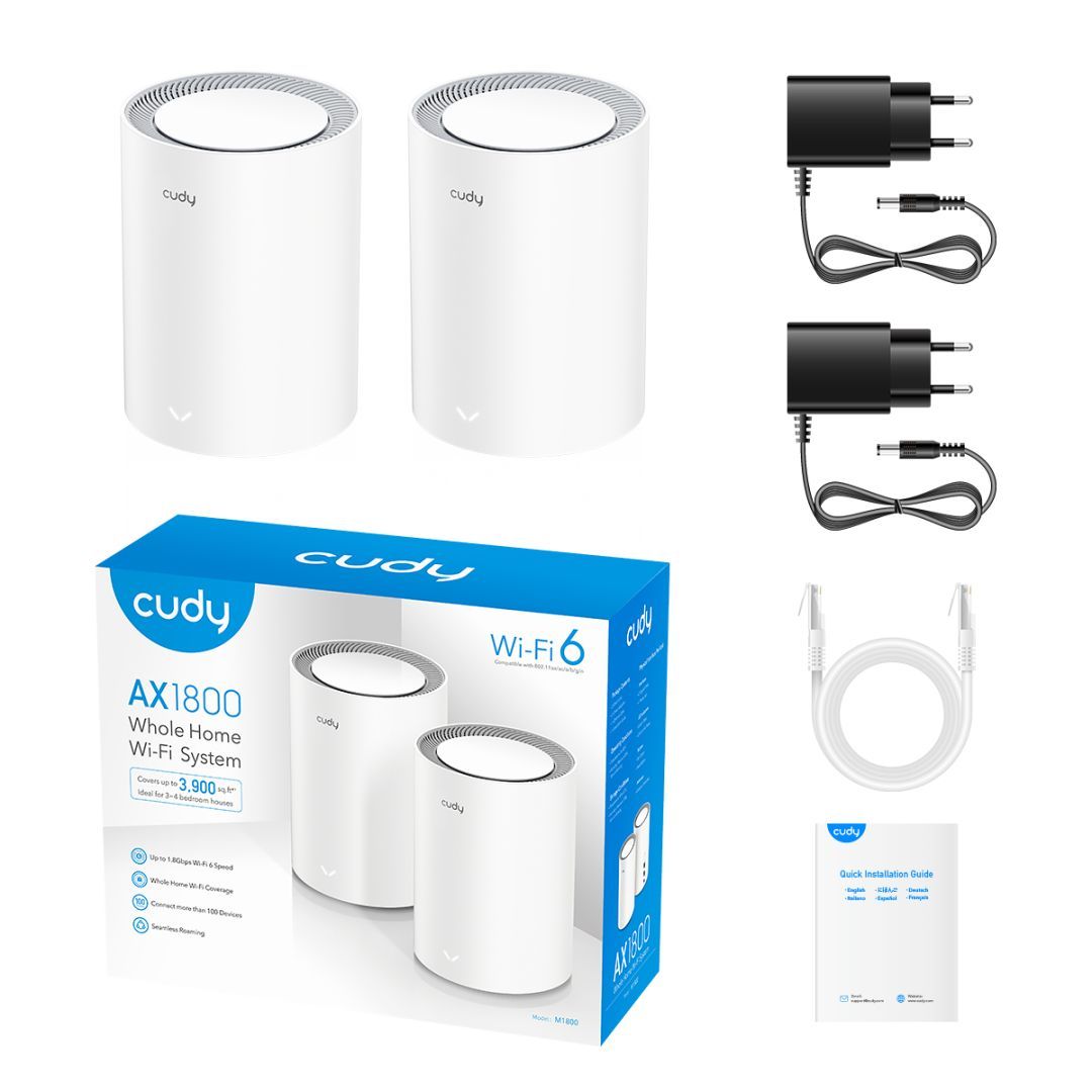 Cudy M1800 AX1800 Whole Home Mesh WiFi System (2-Pack)