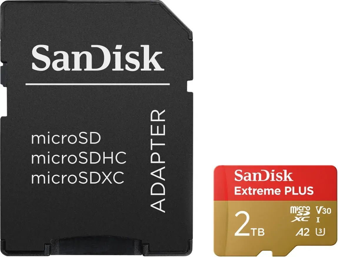 Sandisk 2TB microSDXC Extreme Plus Class 10 U3 A2 C10 V30 + adapterrel