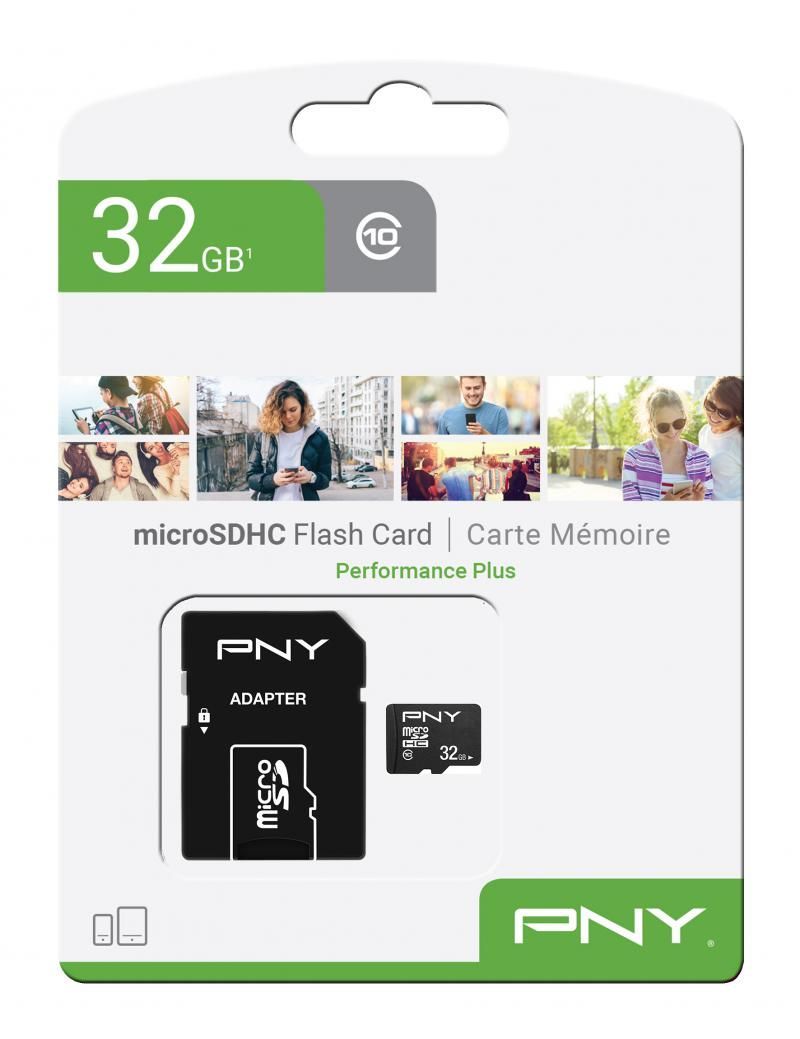 PNY 32GB microSDHC Performance Plus Class 10 + adapterrel