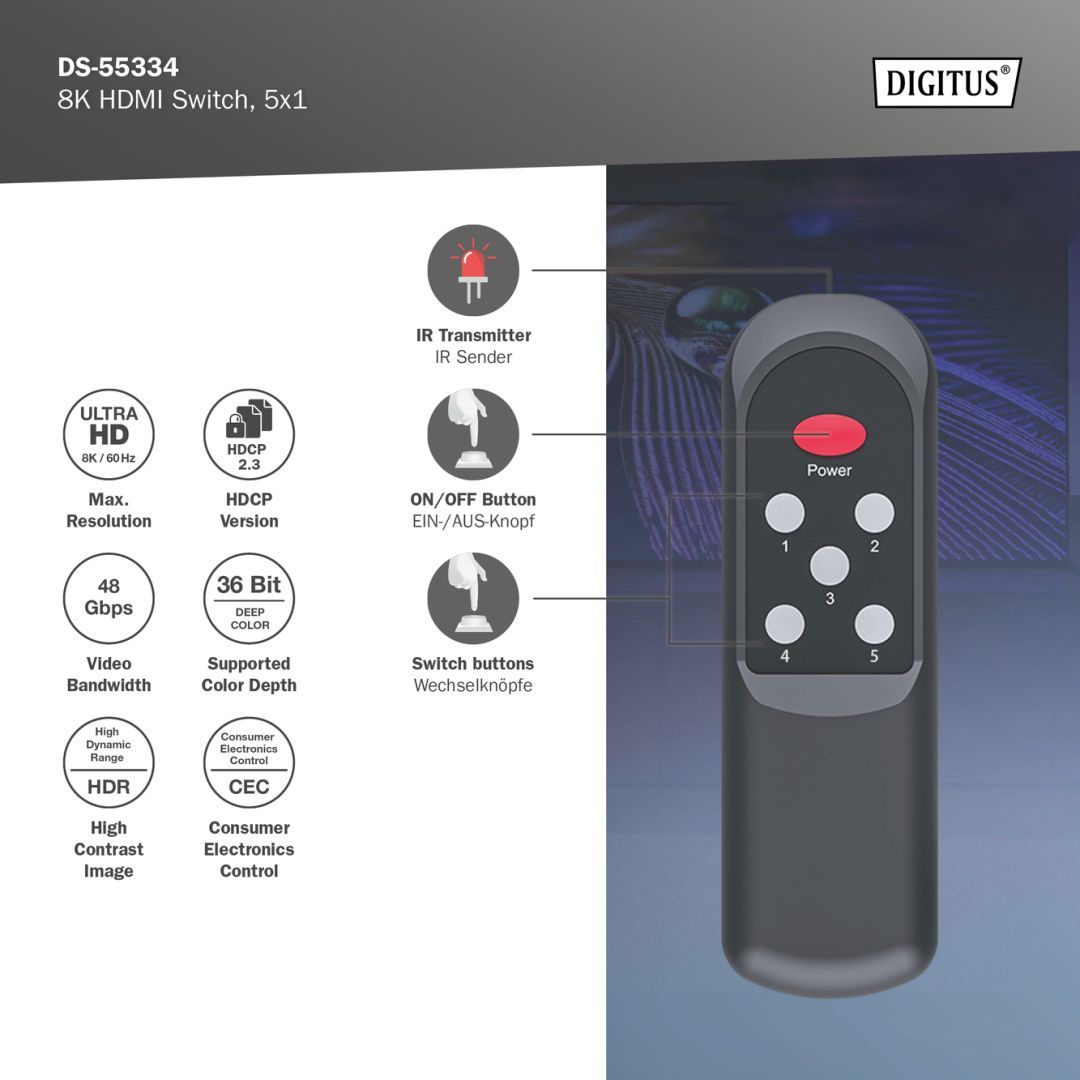 Digitus DS-55333 DS-55334 8K HDMI Switch Digitus DS-55333 DS-55334 8K HDMI Switch