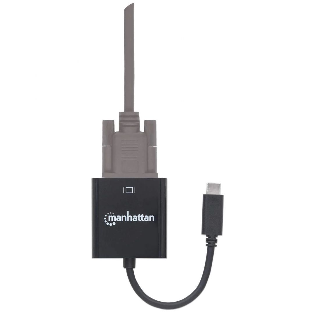 Manhattan USB-C Male to VGA Female Converter Black