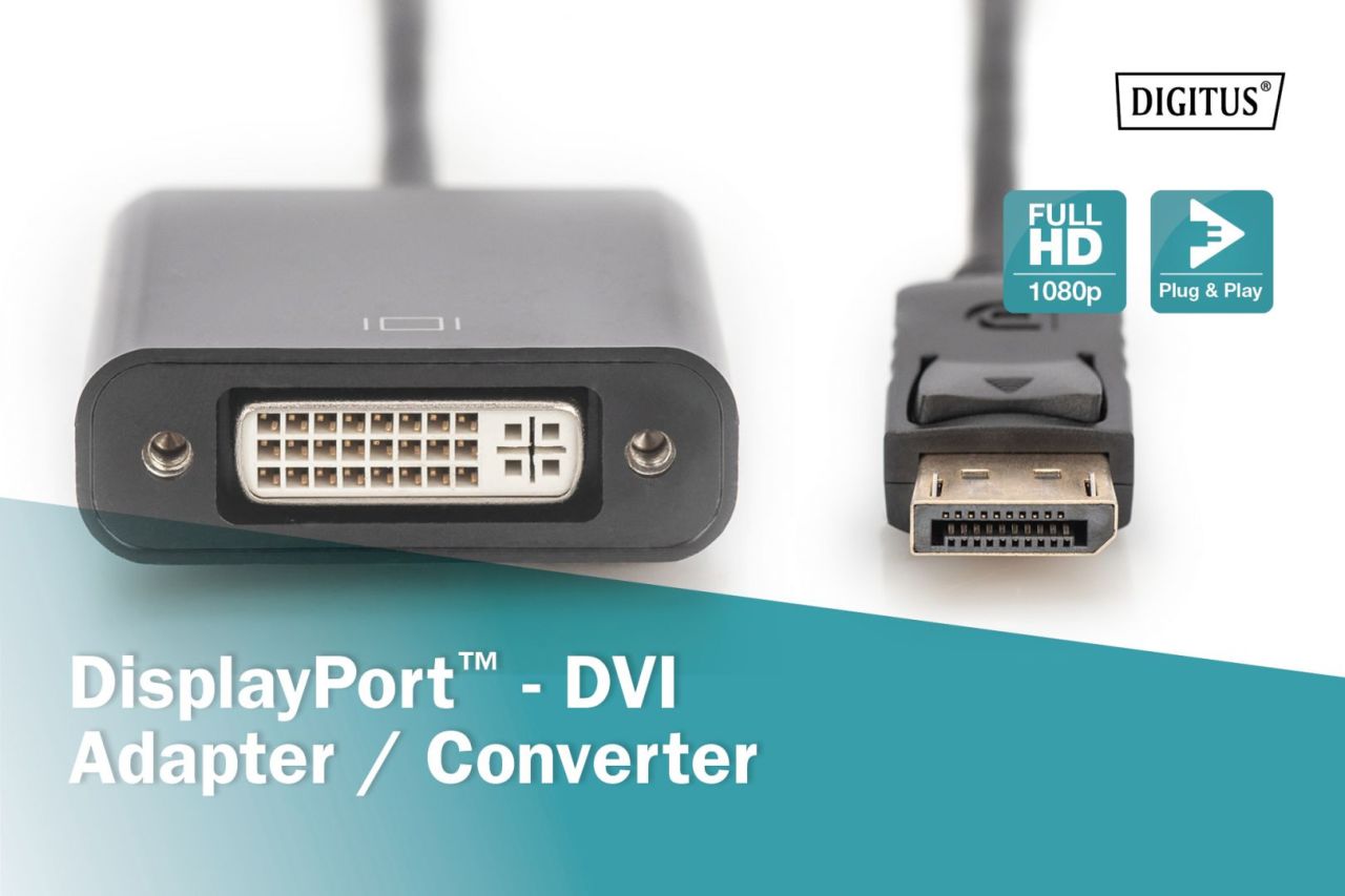 Assmann DisplayPort adapter cable, DP - DVI (24+5) Assmann DisplayPort adapter cable, DP - DVI (24+5)