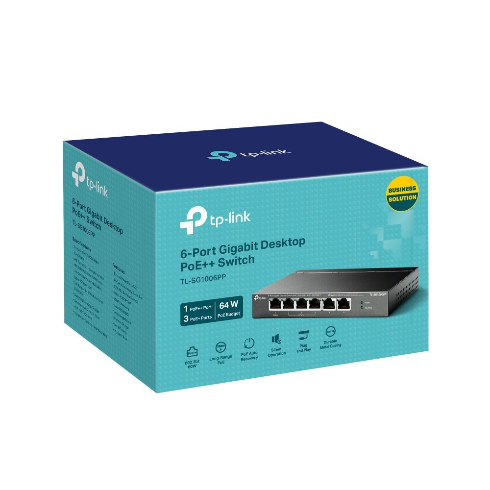 TP-Link TL-SG1006PP 6-Port Gigabit Desktop Switch with 3-Port PoE+ and 1-Port PoE++