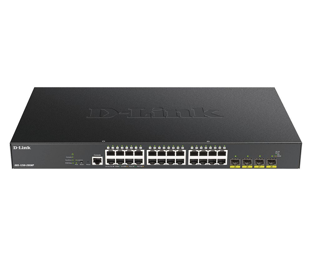 D-Link DGS-1250-28XMP 28-Port 10-Gigabit Smart Managed PoE Switch