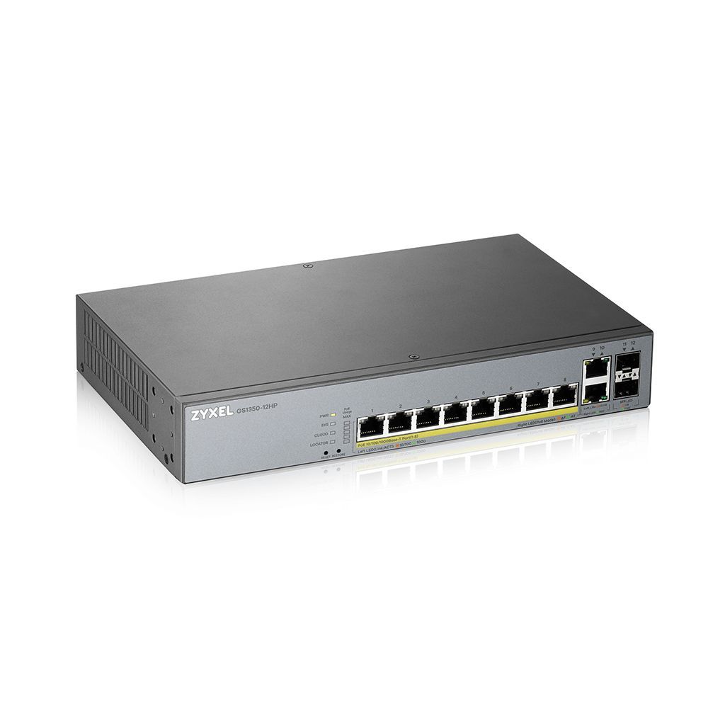 ZyXEL GS1350-12HP 8-port GbE Smart Managed PoE Switch with GbE Uplink