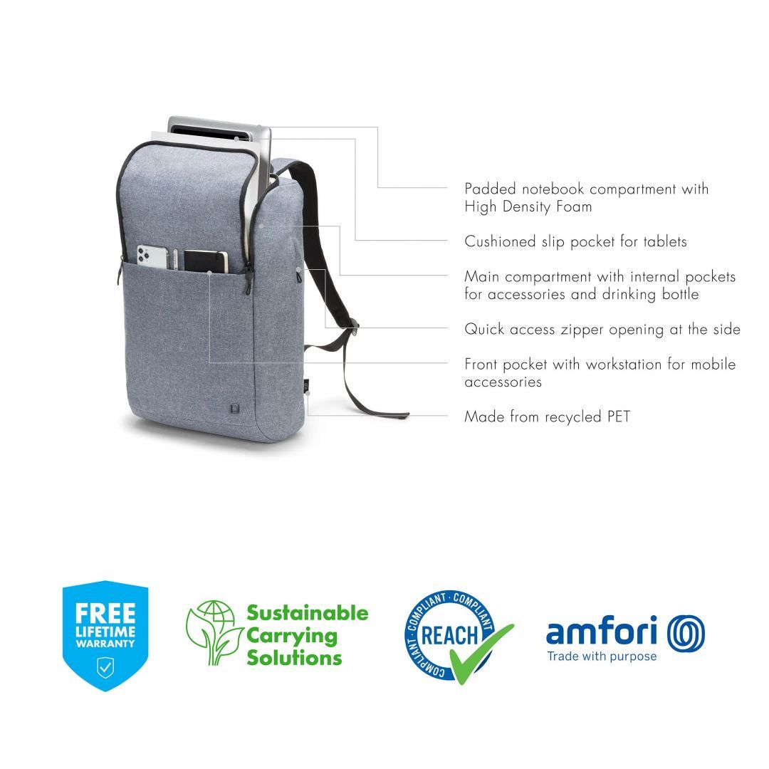 Dicota Laptop Backpack Eco Motion 15,6" Blue Denim Dicota Laptop Backpack Eco Motion 15,6" Blue Denim