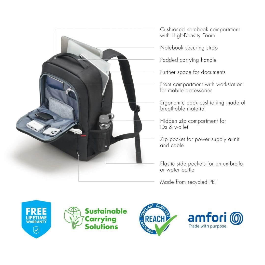 Dicota Laptop Backpack Plus Eco Base 15,6" Black Dicota Laptop Backpack Plus Eco Base 15,6" Black