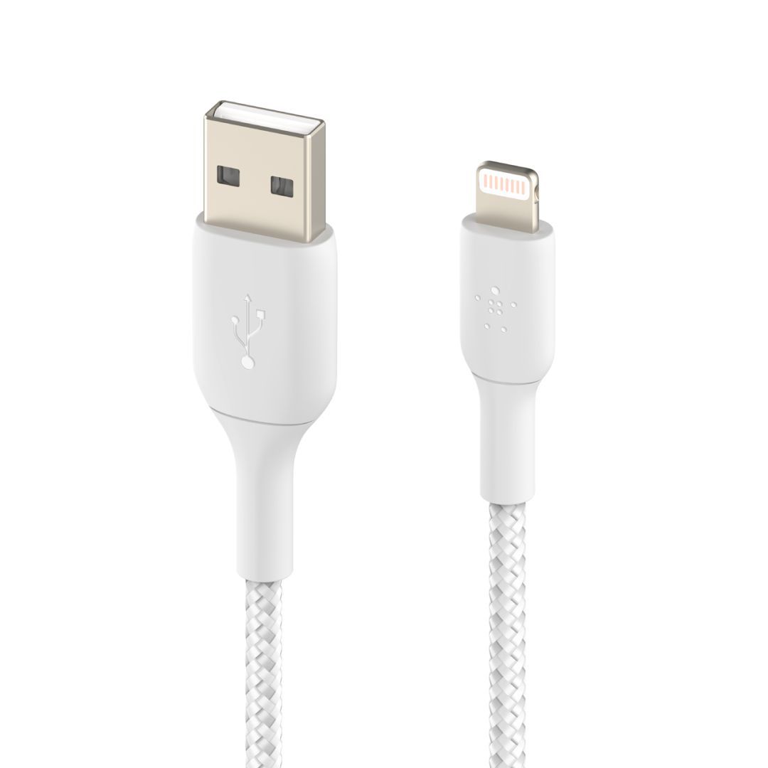 Belkin Braided Lightning to USB-A Cable 2m White Belkin Braided Lightning to USB-A Cable 2m White