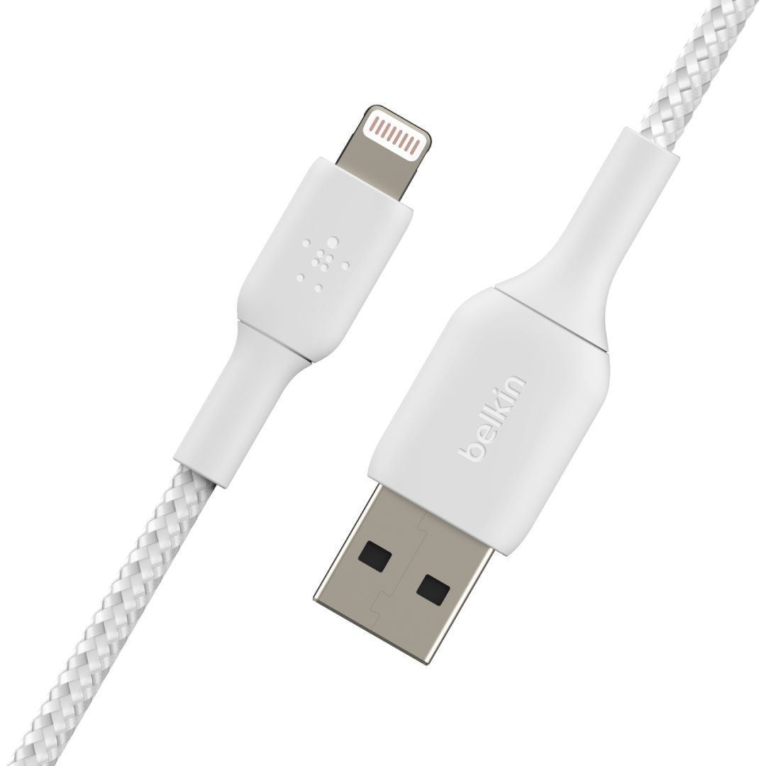 Belkin Braided Lightning to USB-A Cable 2m White Belkin Braided Lightning to USB-A Cable 2m White