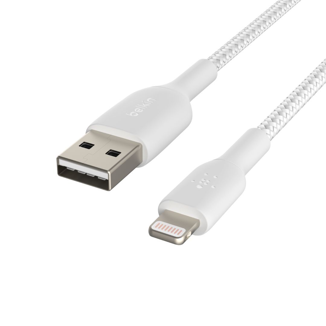 Belkin Braided Lightning to USB-A Cable 2m White Belkin Braided Lightning to USB-A Cable 2m White