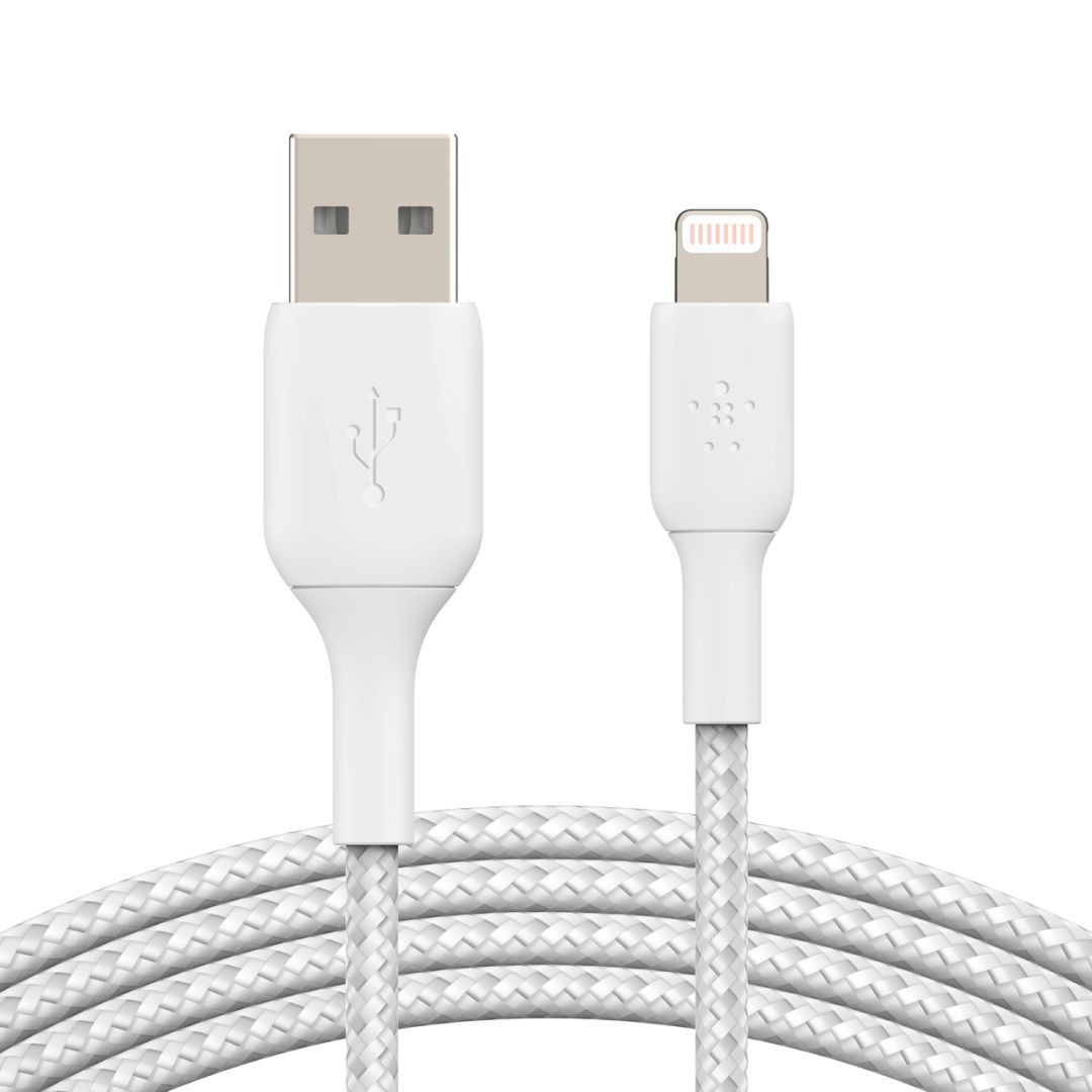 Belkin Braided Lightning to USB-A Cable 2m White Belkin Braided Lightning to USB-A Cable 2m White