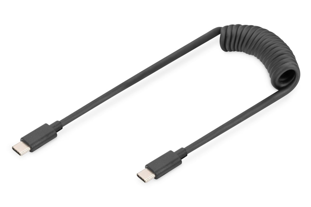 Digitus USB 2.0 - USB C to USB C Spiral Cable 1m Black Digitus USB 2.0 - USB C to USB C Spiral Cable 1m Black
