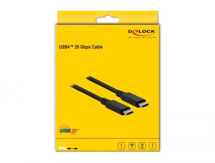 DeLock USB4 20 Gbps Cable 2m Black DeLock USB4 20 Gbps Cable 2m Black