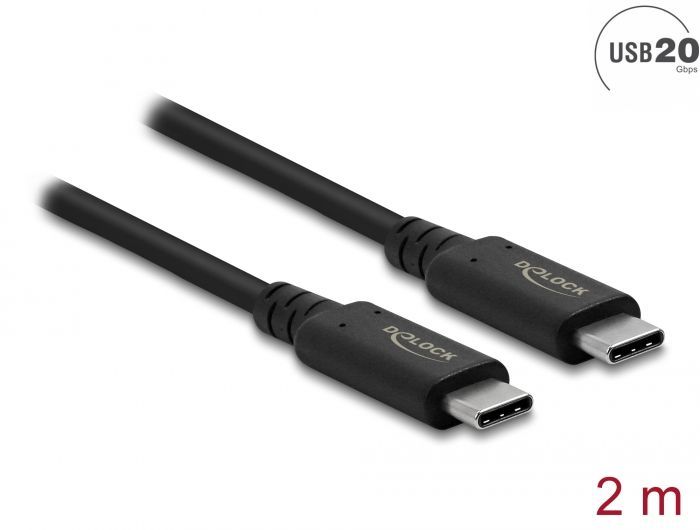 DeLock USB4 20 Gbps Cable 2m Black DeLock USB4 20 Gbps Cable 2m Black