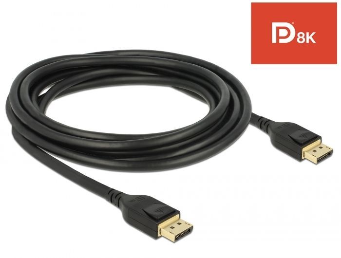 DeLock DisplayPort cable 8K 60 Hz 3m DP 8K certified Black DeLock DisplayPort cable 8K 60 Hz 3m DP 8K certified Black