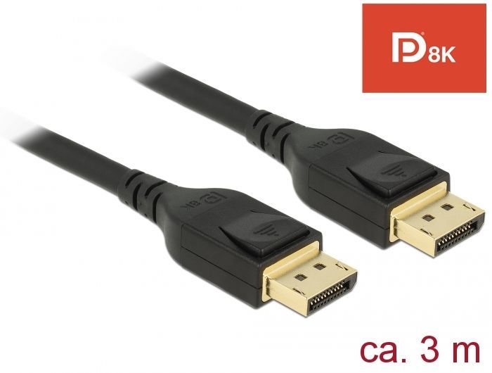 DeLock DisplayPort cable 8K 60 Hz 3m DP 8K certified Black DeLock DisplayPort cable 8K 60 Hz 3m DP 8K certified Black