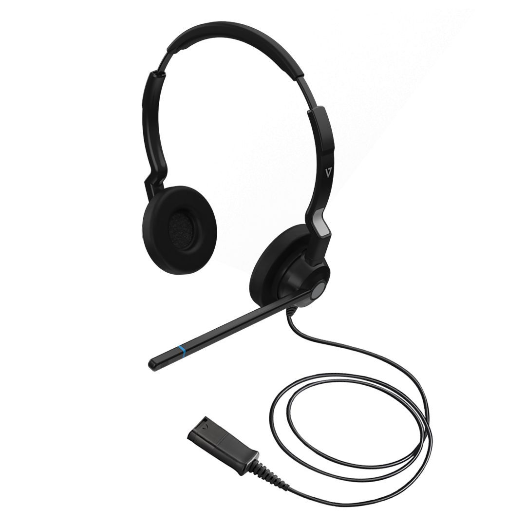 V7 HQ511 Quick Disconnect Call Center Headset Black