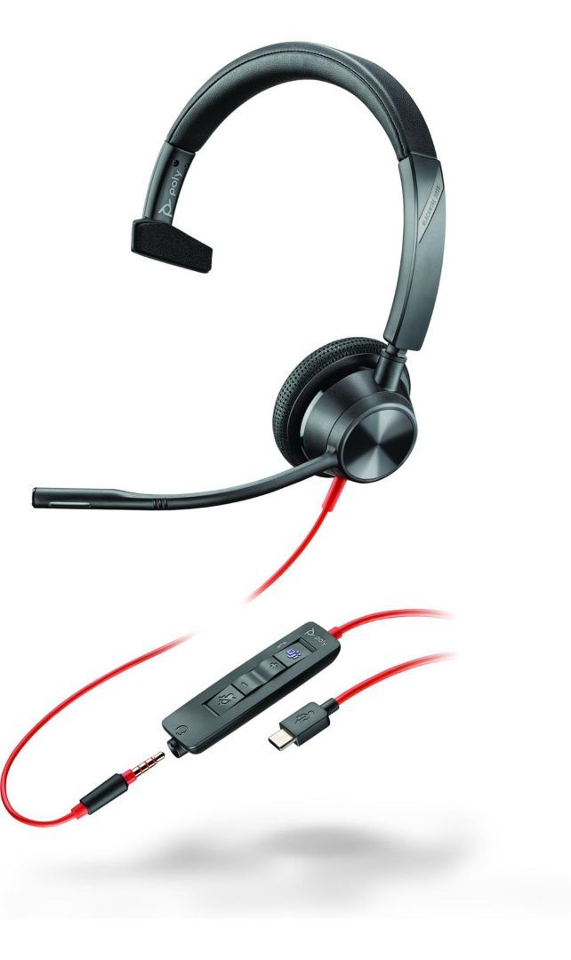 Poly Plantronics Blackwire 3315-M USB-C/A Headset Black Poly Plantronics Blackwire 3315-M USB-C/A Headset Black