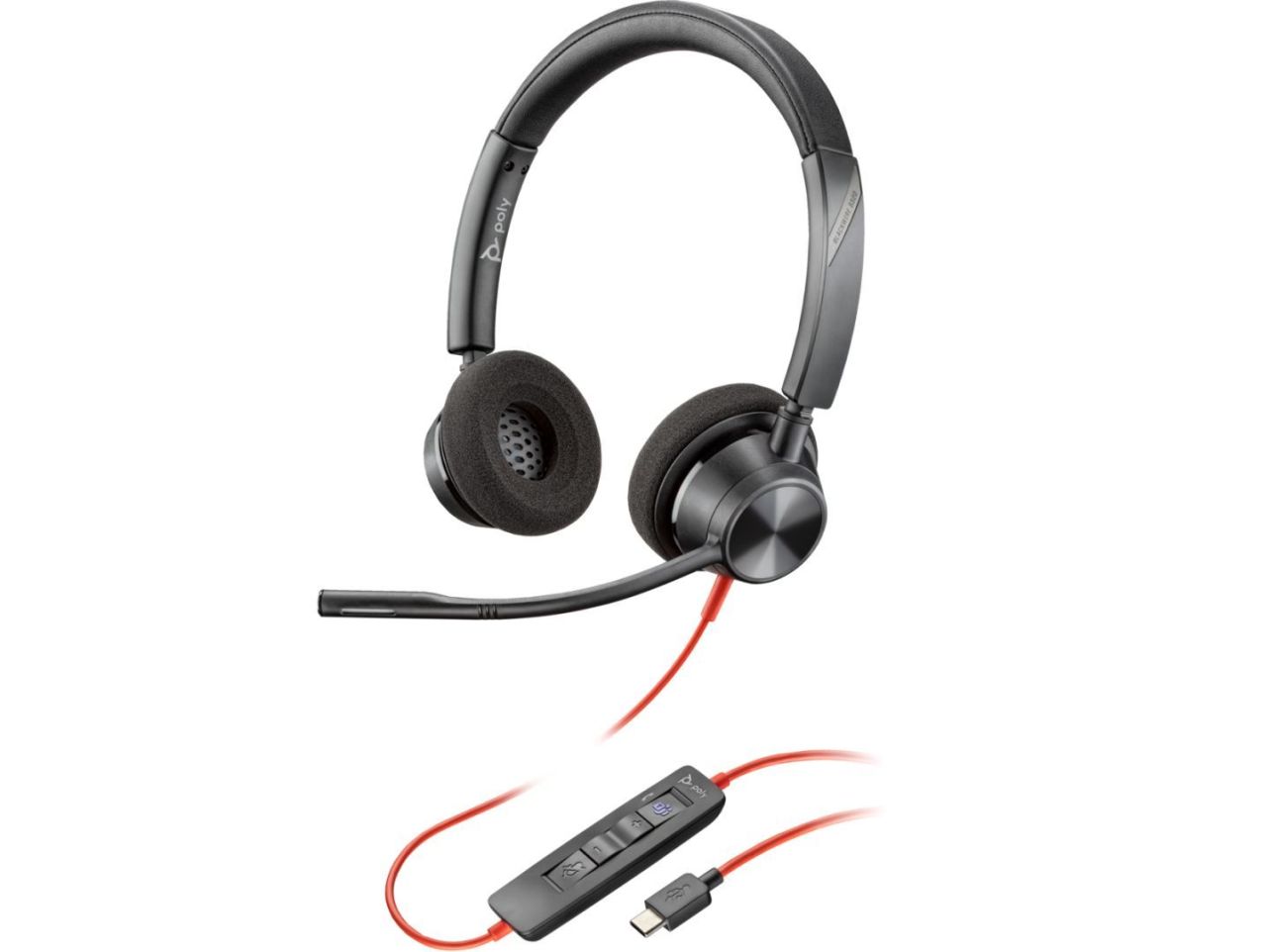 Poly Plantronics Blackwire 3320 USB-C/A Headset Black Poly Plantronics Blackwire 3320 USB-C/A Headset Black