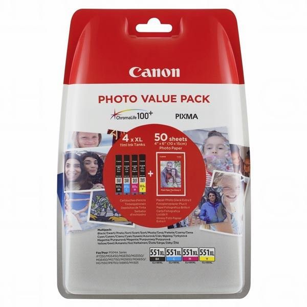 Canon CLI-551XL Multipack tintapatron + Photopapír Canon CLI-551XL Multipack tintapatron + Photopapír