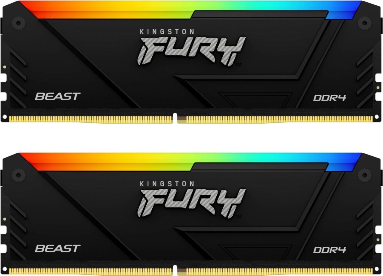Kingston 16GB DDR4 3200MHz Kit(2x8GB) Fury Beast RGB Black Kingston 16GB DDR4 3200MHz Kit(2x8GB) Fury Beast RGB Black