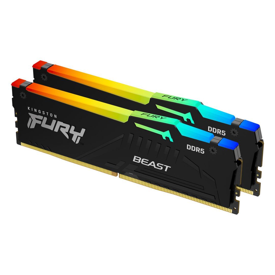 Kingston 64GB DDR5 6000MHz Kit(2x32GB) Fury Beast RGB Black Kingston 64GB DDR5 6000MHz Kit(2x32GB) Fury Beast RGB Black