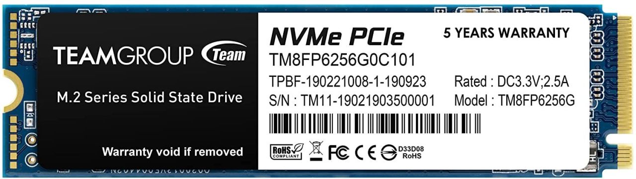 TeamGroup 256GB M.2 2280 NVMe MP33