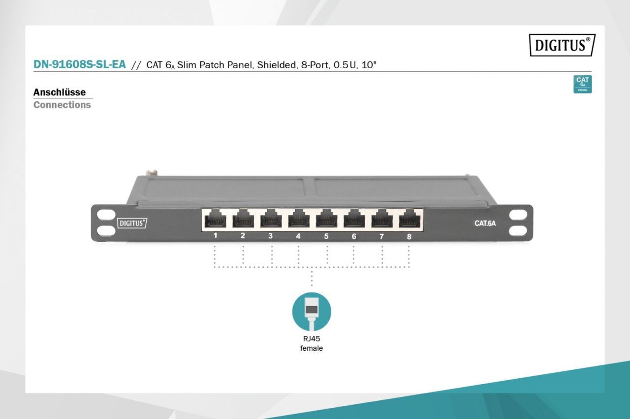 Digitus 8-port Patch Panel 0,5U Black