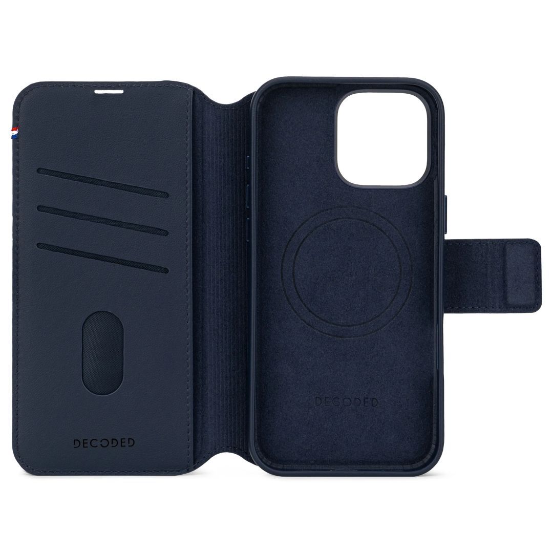 Decoded Leather Detachable Wallet iPhone 16 Pro Max Navy Blue