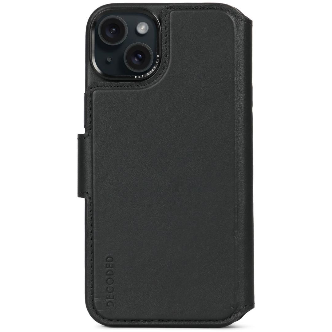 Decoded iPhone 15 Plus Case Leather Detachable Wallet Black