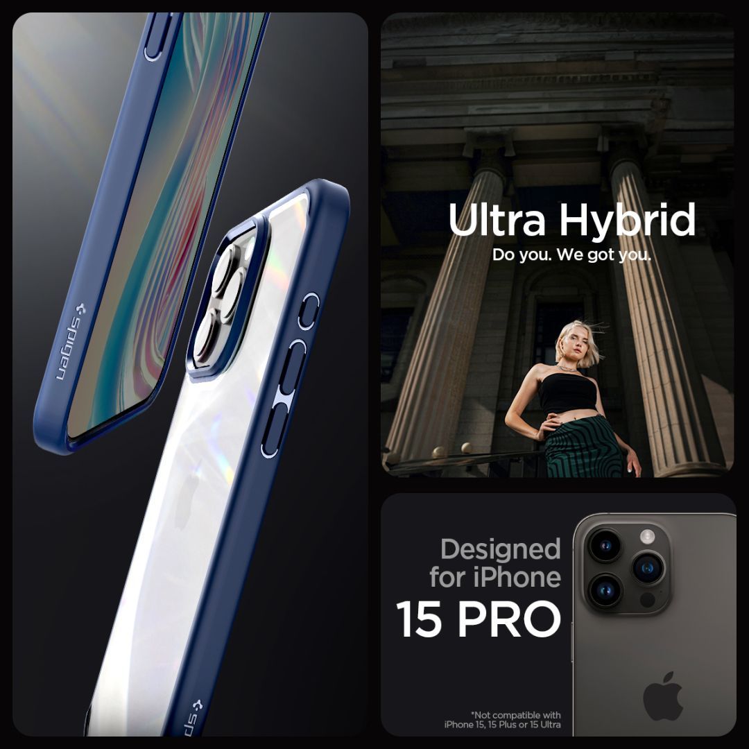 Spigen iPhone 15 Pro Case Ultra Hybrid Navy Blue Spigen iPhone 15 Pro Case Ultra Hybrid Navy Blue