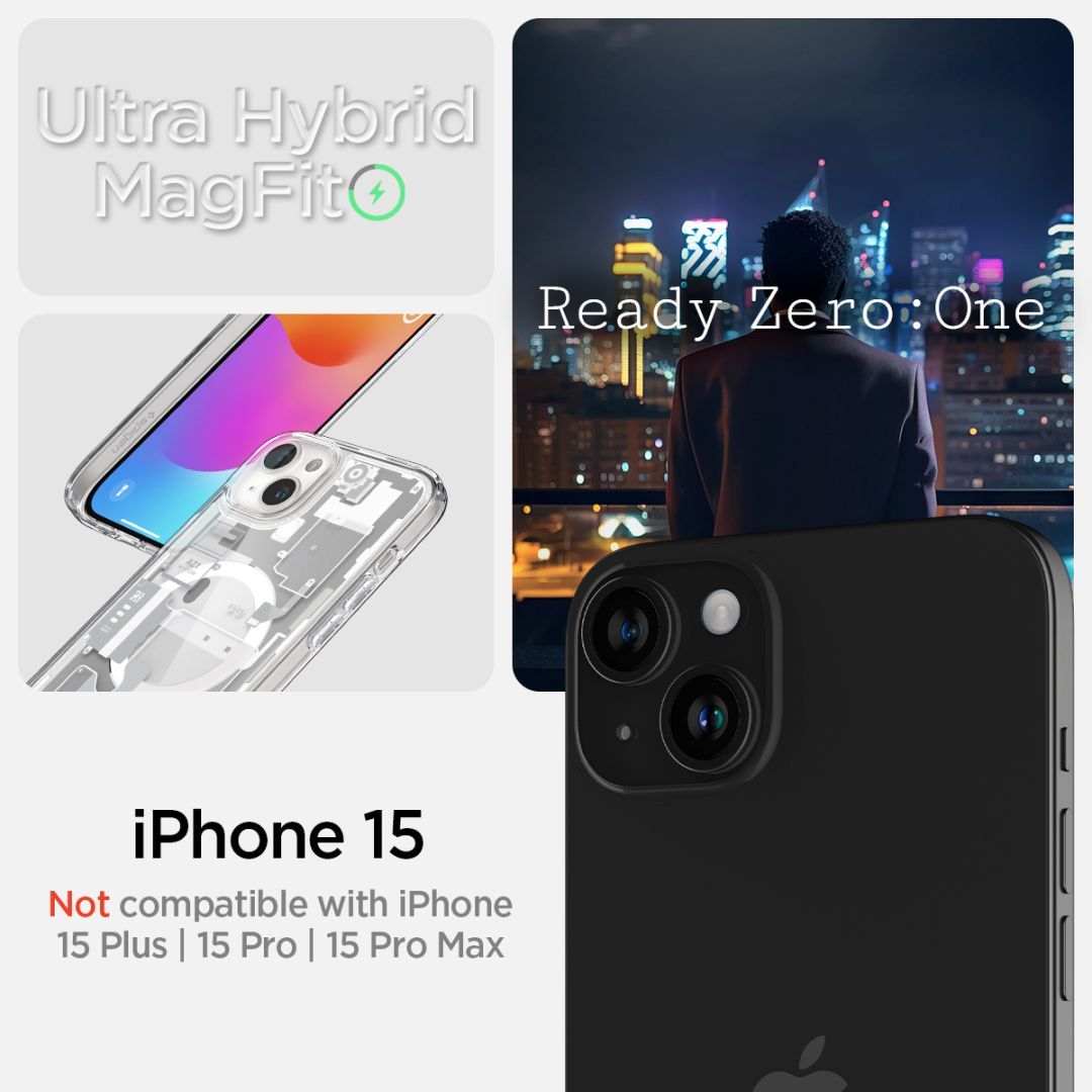 Spigen iPhone 15 Case Ultra Hybrid Zero One MagSafe (MagFit) White Spigen iPhone 15 Case Ultra Hybrid Zero One MagSafe (MagFit) White